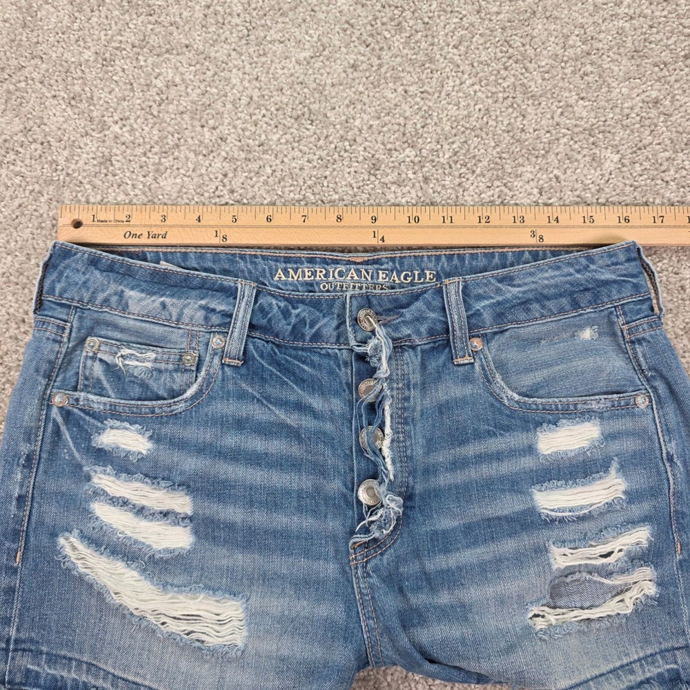 American Eagle Tom Girl Midi Distressed Jean Shorts - Picture 4 of 7